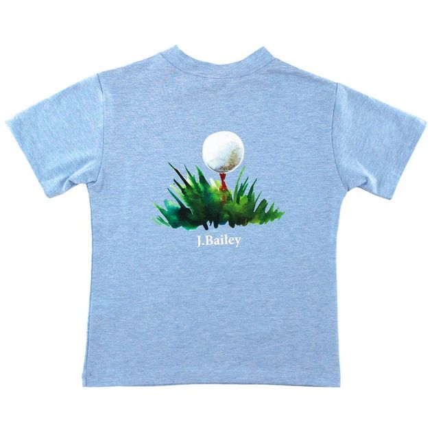 J. Bailey S/S Logo Tee- Golf on Heathered Blue | The Bailey Boys