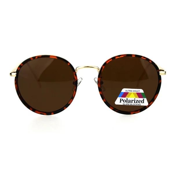 Polarized Round Womens Mod Elegant Double Rim Retro Sunglasses Tortoise Gold Brown | Walmart (US)