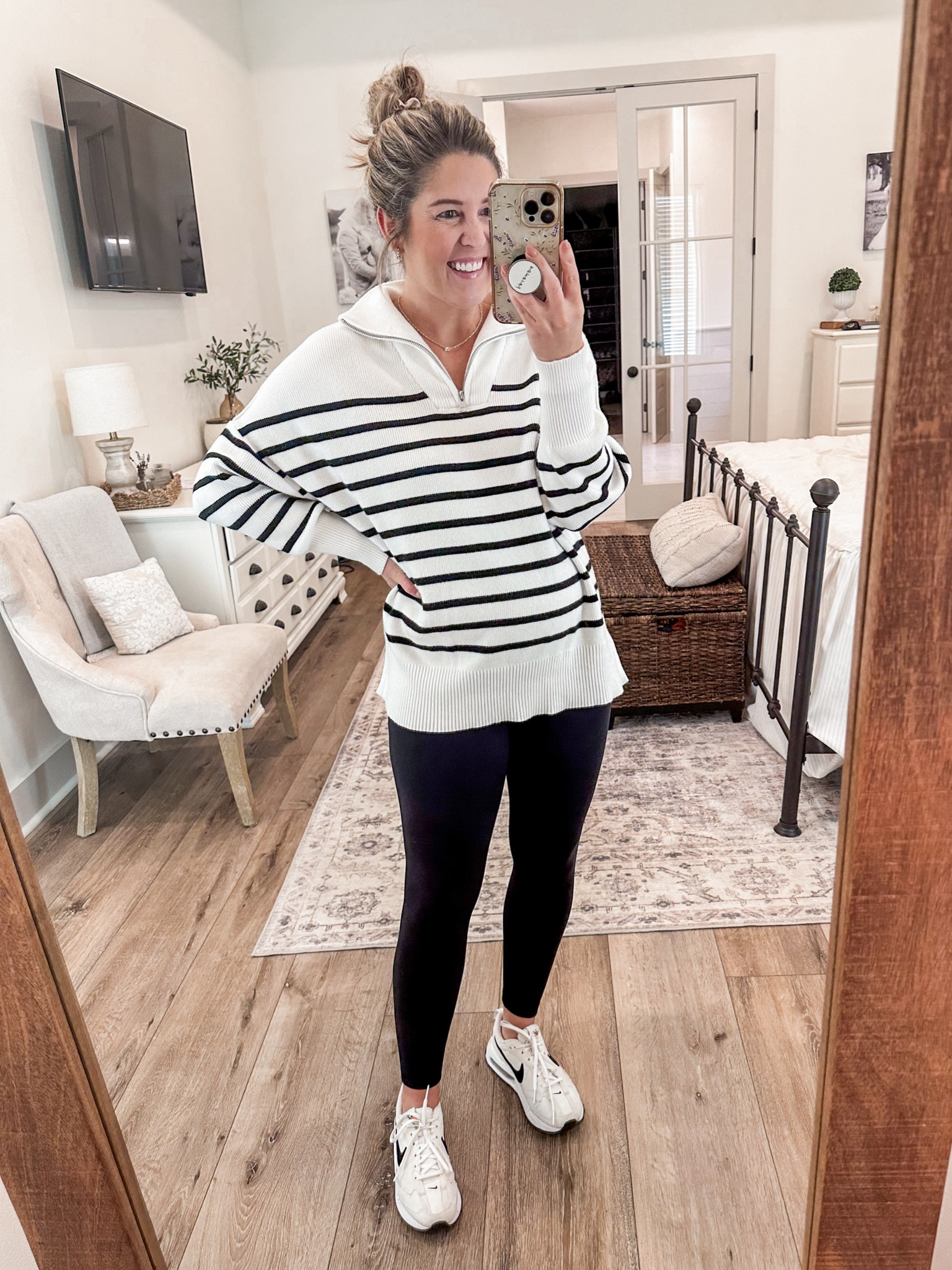 Amazon outfit for running errands today🍁
Pullover- small (runs tts)
Maternity leggings- small (a little roomy but I can wear them until the end of pregnancy)
Shoes- run tts 



#LTKBump #LTKFindsUnder50 #LTKTravel