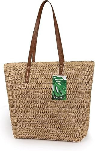 YXQSED Woven Bag Straw Shoulder Bag For Women, Large Straw Bags Weave Handmade Handle Tote Bag Summer Beach Straw Handbags Bohemian Crossbody Bag | Amazon (UK)