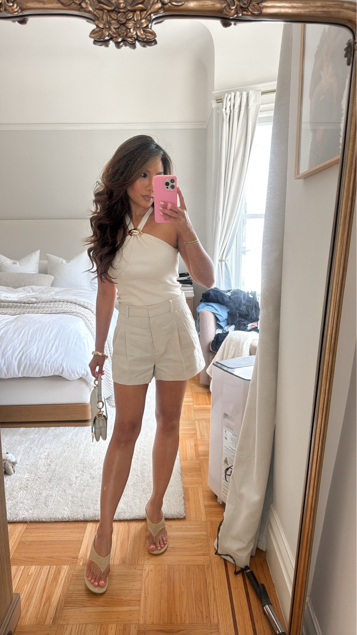 Outfit of the day for girls day!! My top is on sale for $20 and so soft and comes in a lot of colors! 

Also linked my body glow! I used the NYX  one in coconut cutie mixed with the lotion over my arms legs and décolleté and the Patrick ta one for more color on my legs!  

Sizing:
Top - tts, xs
Shorts - sized up for looser fit, 2 in mini length 
Heels - sized up 1/2 size walked all day in these and they were comfy!!

#LTKSaleAlert