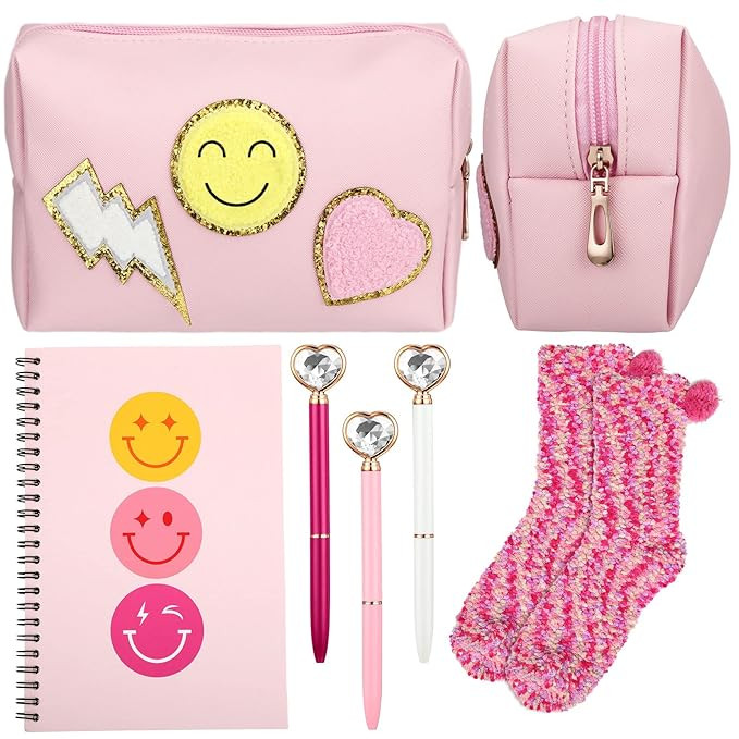 Sets of 6 Preppy Gifts Include Small Toiletry Bag PU Leather Makeup Storage Bag A5 Preppy Spiral ... | Amazon (US)