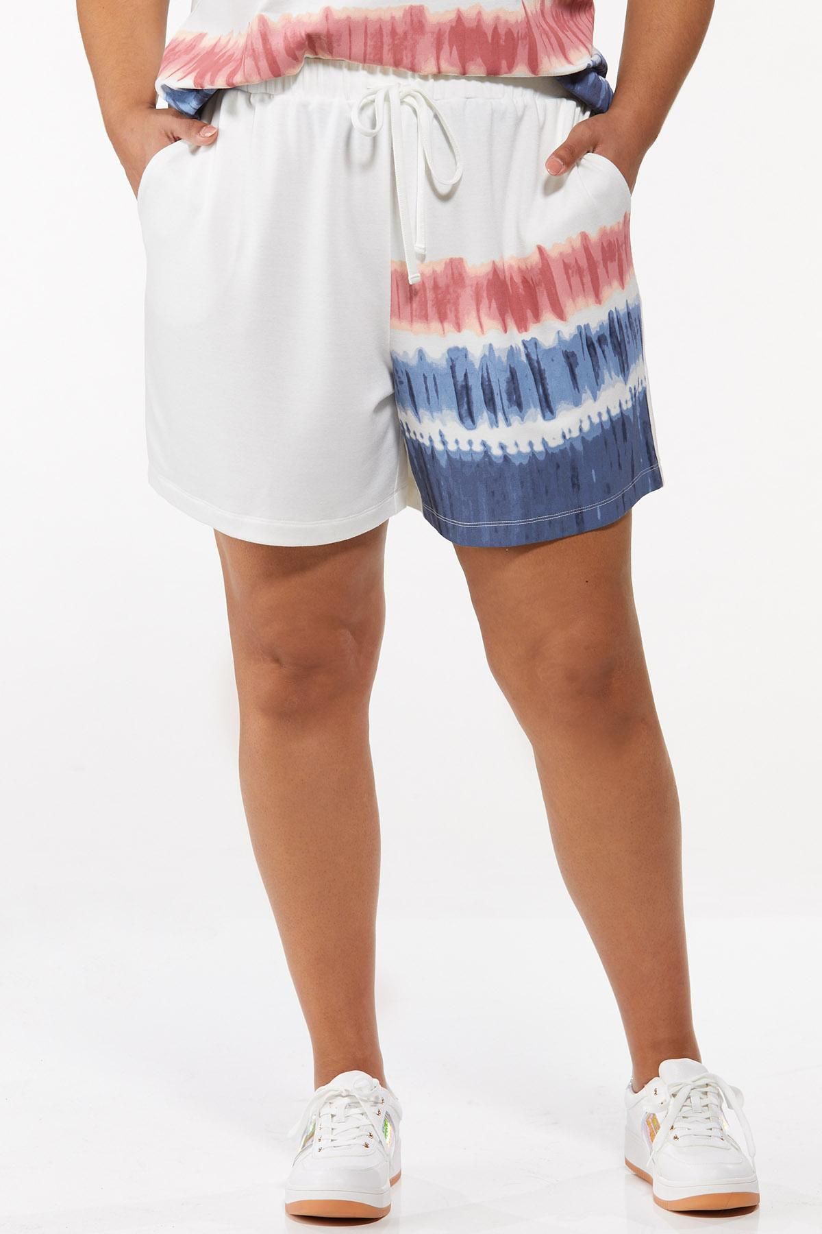 Plus Size Border Tie Dye Lounge Shorts | Cato Fashions
