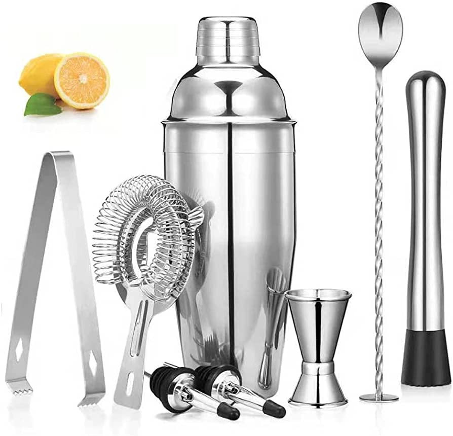 Cocktail Set 9 Piece, 25oz Bartender Kit, Bar Set with Hawthorne Strainer/Ice Tong/Measuring Jigg... | Amazon (US)
