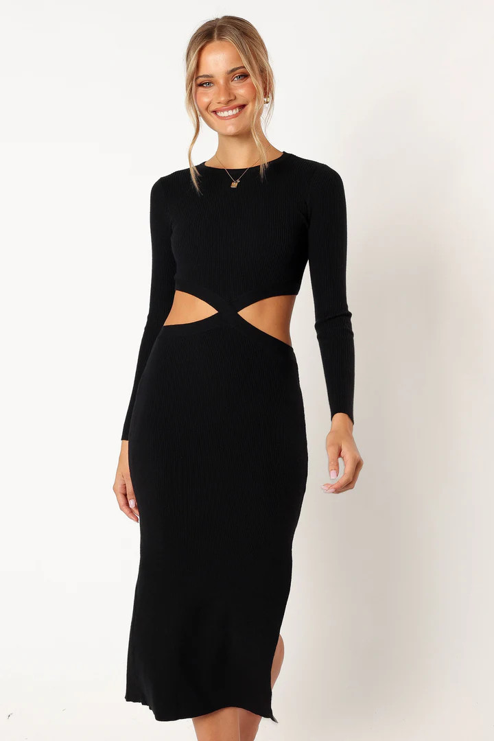 Jonah Long Sleeve Midi Dress - Black | Petal & Pup (US)