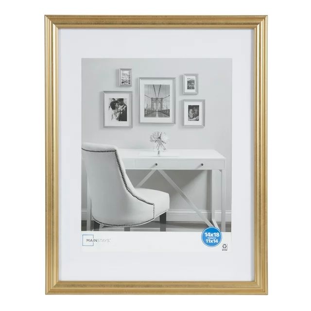 Mainstays 14x18 Matted to 11x14 Traditional Gallery Wall Picture Frame, Gold | Walmart (US)
