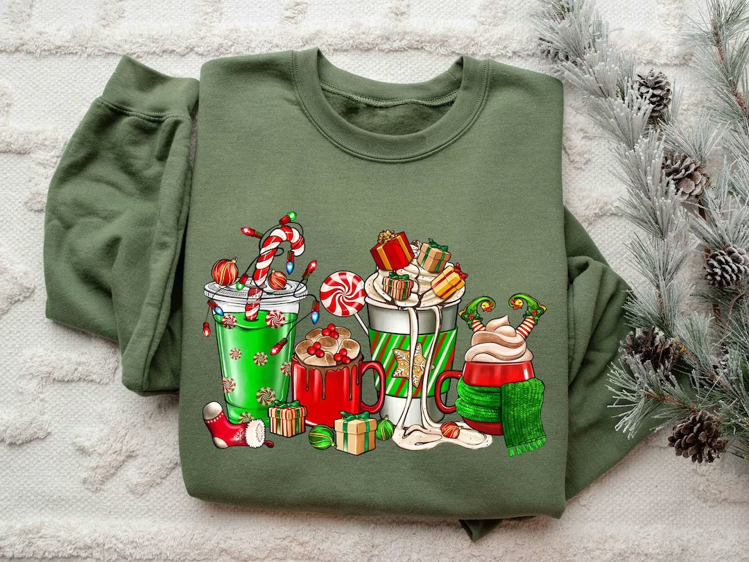 Christmas Coffee Sweatshirt Christmas Sweatshirt Christmas - Etsy | Etsy (US)