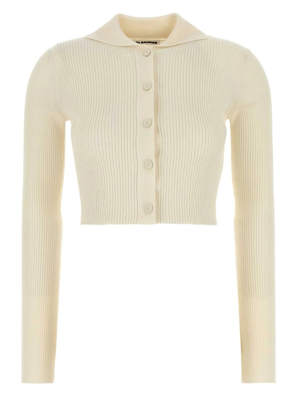 Jil Sander Women's Cream Wool Blend Cardigan in Yellow | Size 36 | J02HP0031J14770 Color 105 | LOZURI