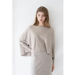 Soft Flare Hem Cape Sweater in Sand | Chicwish