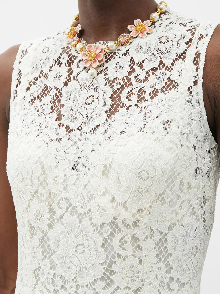 Sleeveless Cordonetto-lace midi dress | Matches (US)