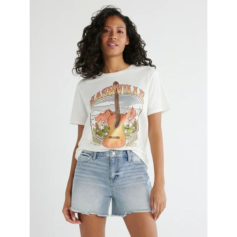 Time and Tru Women's Nashville Graphic Print T-Shirt, Sizes XS-XXXL | Walmart (US)