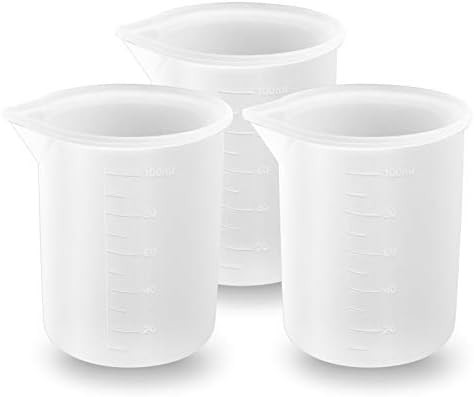 Timoo 3 PCS 100 ml Silicone Measuring Cups for Resin Non-stick Mixing Cups Glue Tools, Precise Sc... | Amazon (US)