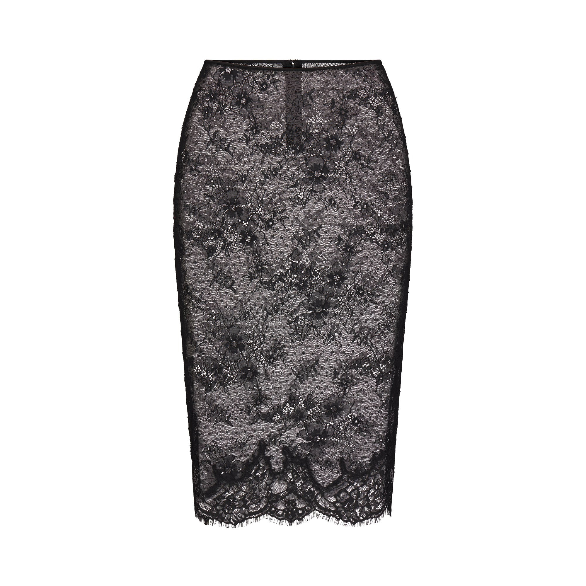 ULTRA FINE LACE MIDI SKIRT | OBSIDIAN | SKIMS | SKIMS (US)