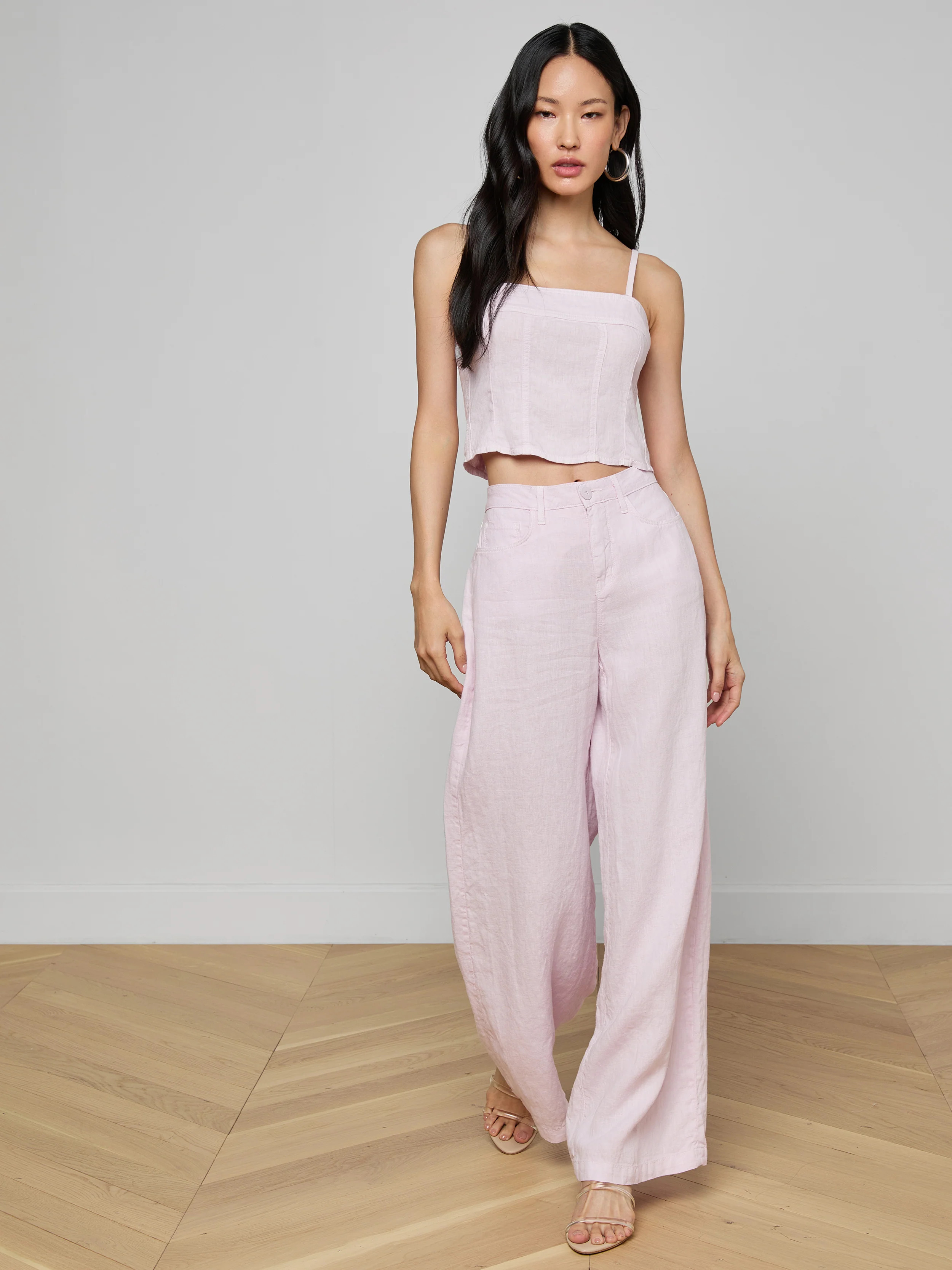 L'AGENCE Amara Linen Wide-Leg Pants In Icy Lilac | L'Agence