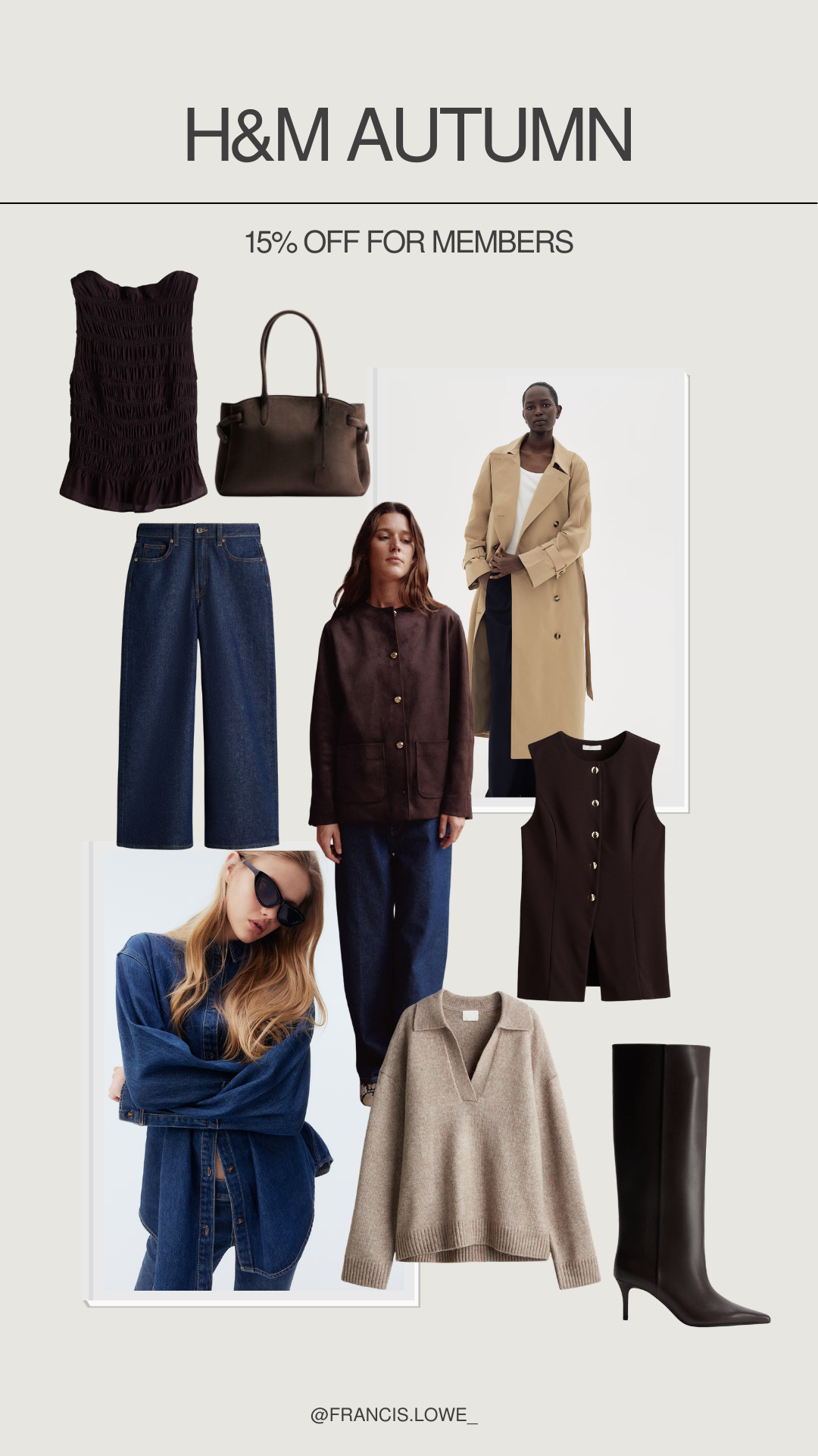 H&M has 15% off for members ending 9am tomorrow. These are my faves: 

Autumn outfit idea, bestsellers, suede bag, denim shirt, knee-high boots, trenchcoat, jumper, autumn jacket, jeans 

 #LTKuk #LTKautumn #LTKeurope