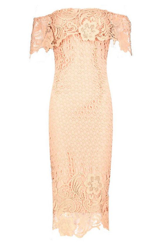 Boutique Lace Off Shoulder Midi Dress | Boohoo.com (US & CA)