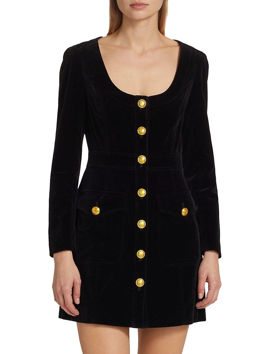 A.L.C. Women's Ivy Velvet Button Front Minidress - Black - Size 2 | Saks Fifth Avenue OFF 5TH