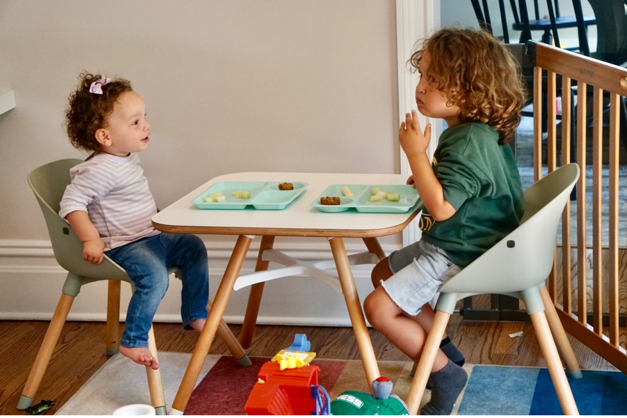 UM, How did we get here? Two toddlers sharing their favorite table in their favorite spot in the house. 

Their “Rainbow Room” was one of the first to be completed. The Rug was the first thing I bought for the new house and 4 months later, this is the spot we live in for most of the day! 

Since you asked, I have linked the rug, play table and favorite toys!  

#LTKbaby #LTKfamily #LTKbump