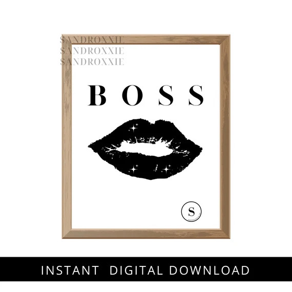 Boss Lips Typography Print Word Art Lip Print Girl Boss | Etsy | Etsy (US)