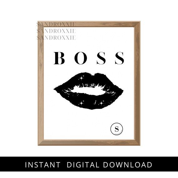 Boss Lips Typography Print Word Art Lip Print Girl Boss | Etsy | Etsy (US)