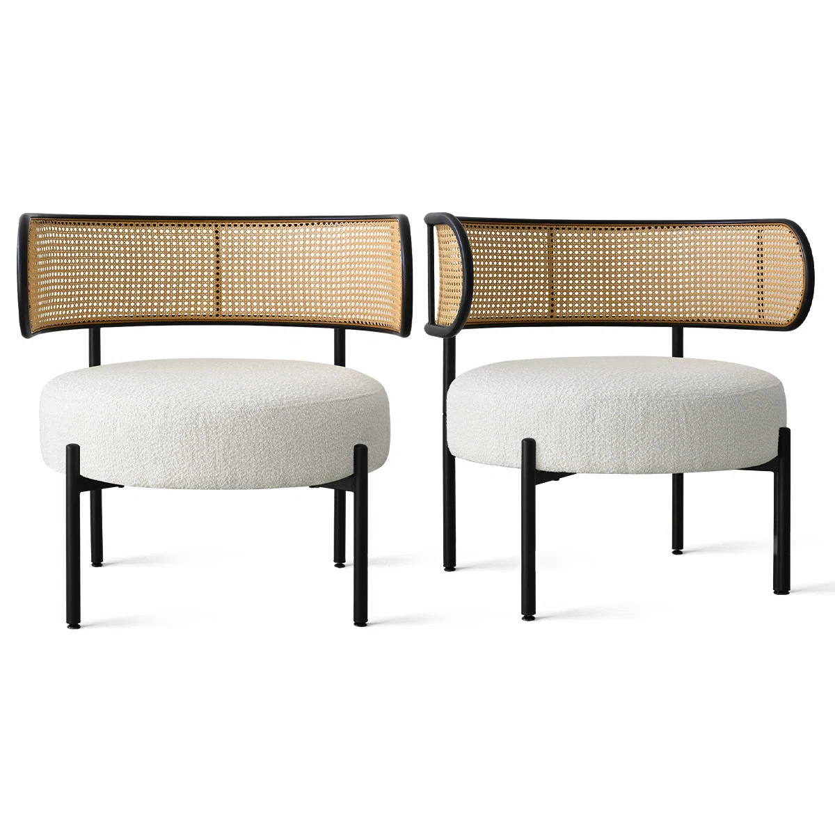 Boucle Upholstered Barrel Chair with Rattan Back | Wayfair North America