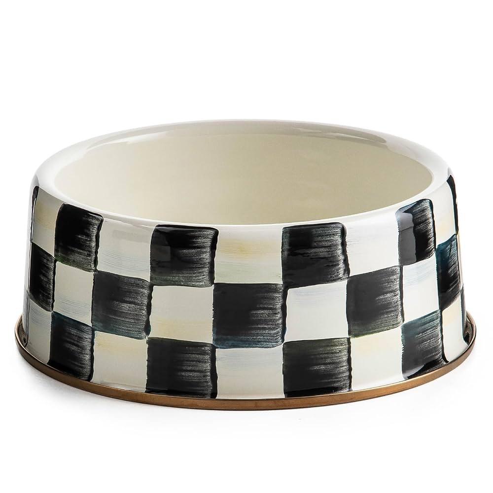 MACKENZIE-CHILDS Pet Bowl, Cute Cat and Dog Bowl for Food and Water, Black-and-White Courtly Chec... | Amazon (US)