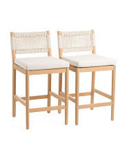 Set Of 2 Grid Weave Rope Counter Stools With Upholstered Seats | Chairs & Seating | Marshalls | Marshalls