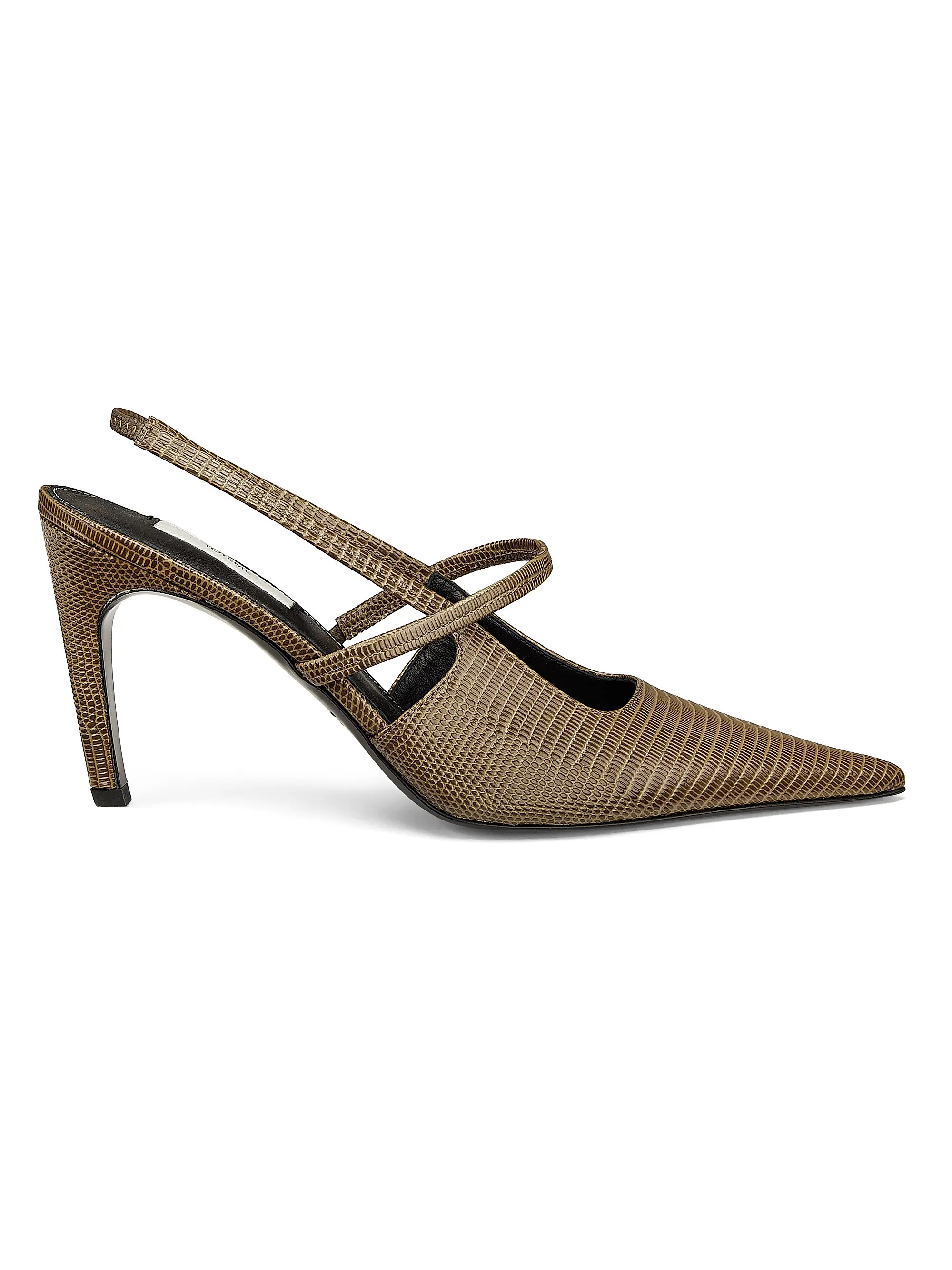 Toteme 90MM Lizard-Embossed Leather Slingback Pumps | Saks Fifth Avenue | Saks Fifth Avenue