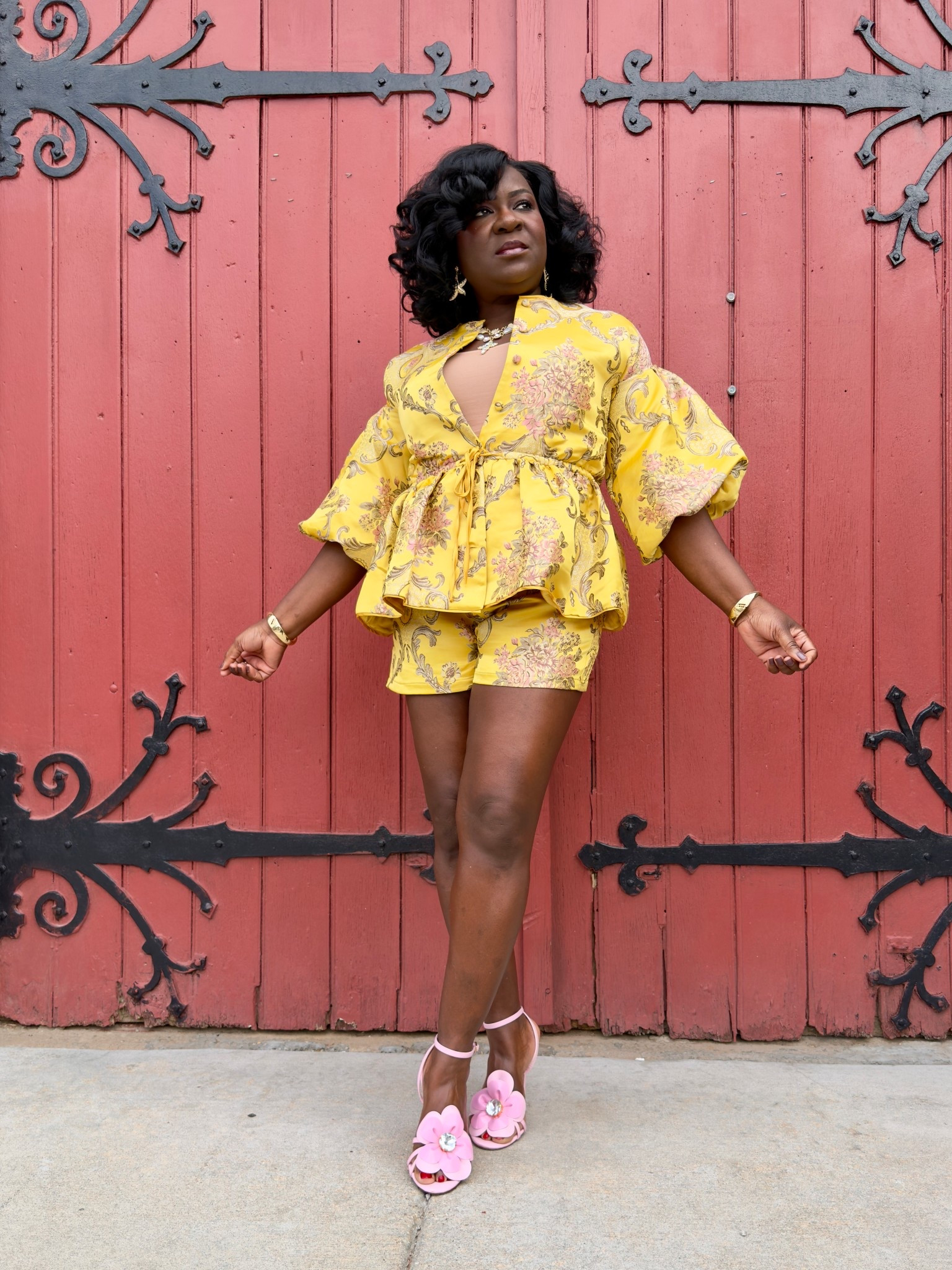 Akira Brocade set. Perfect for Brunch this spring and summer. I am wearing a large in the top and shorts. I am 5’3 for height reference. 

#LTKdayinmylife #LTKootd #LTKOver40