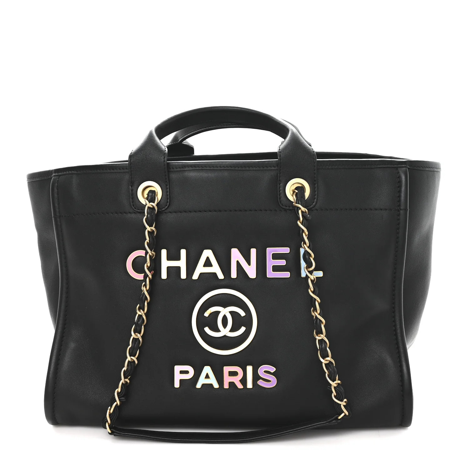 Chanel Calfskin Medium Deauville Tote Black Multicolor 1831608 | FASHIONPHILE (US)