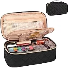 OCHEAL Small Cosmetic Bag,Portable Cute Travel Makeup Bag for Women and  girls Makeup Brush Organizer cosmetics Pouch Bags -Rose Gold