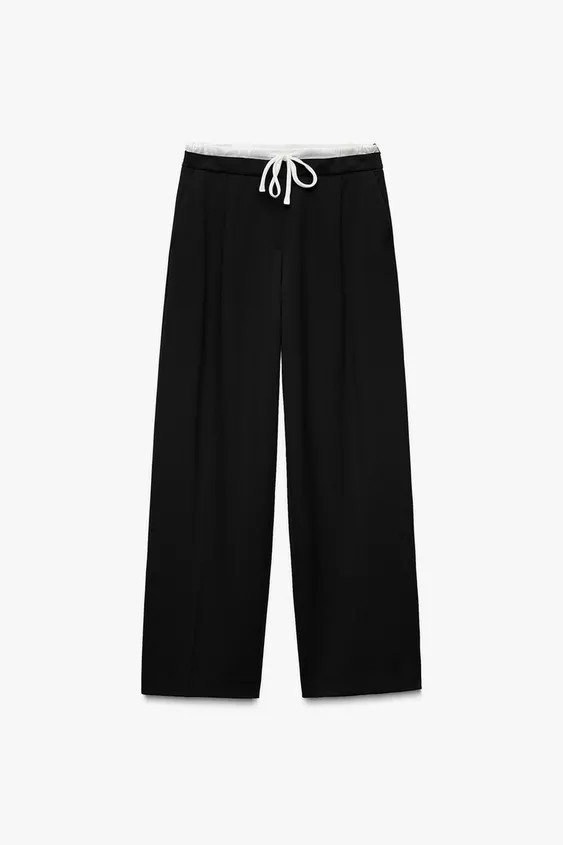 DOUBLE WAIST WIDE LEG PANTS | Zara US