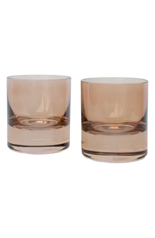 Estelle Colored Glass Set of 2 Rocks Glasses in Amber Smoke at Nordstrom | Nordstrom