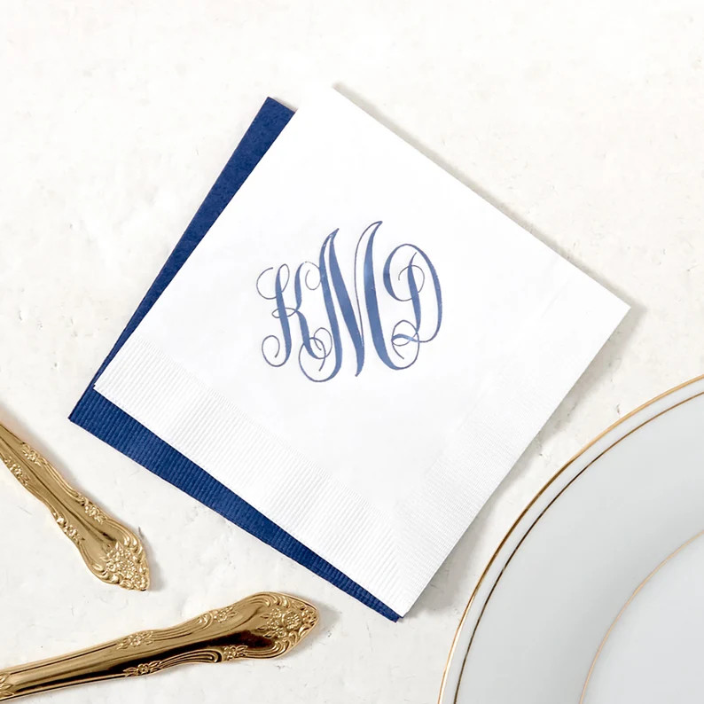 Personalized Monogram Napkins Romantic Monogram Cocktail Napkin, Foil Stamped Napkin, Party Decor... | Etsy (US)