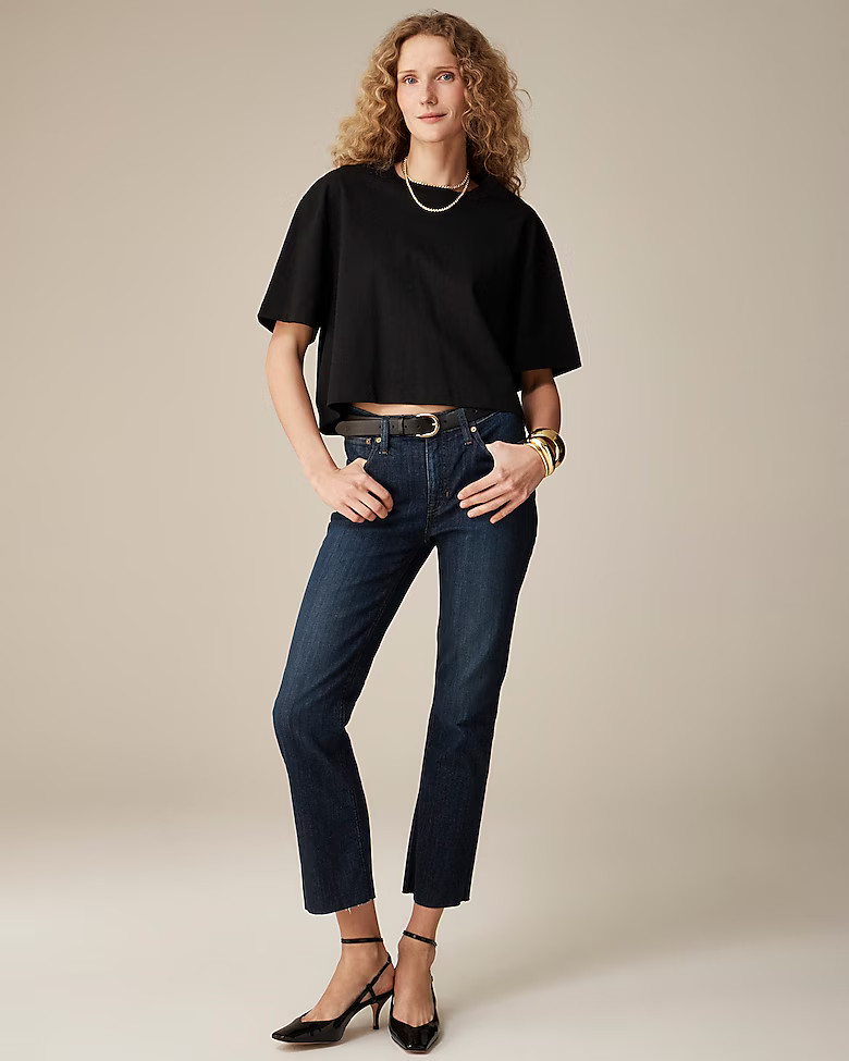 9" demi-boot crop jean in Dark Worn wash | J. Crew US