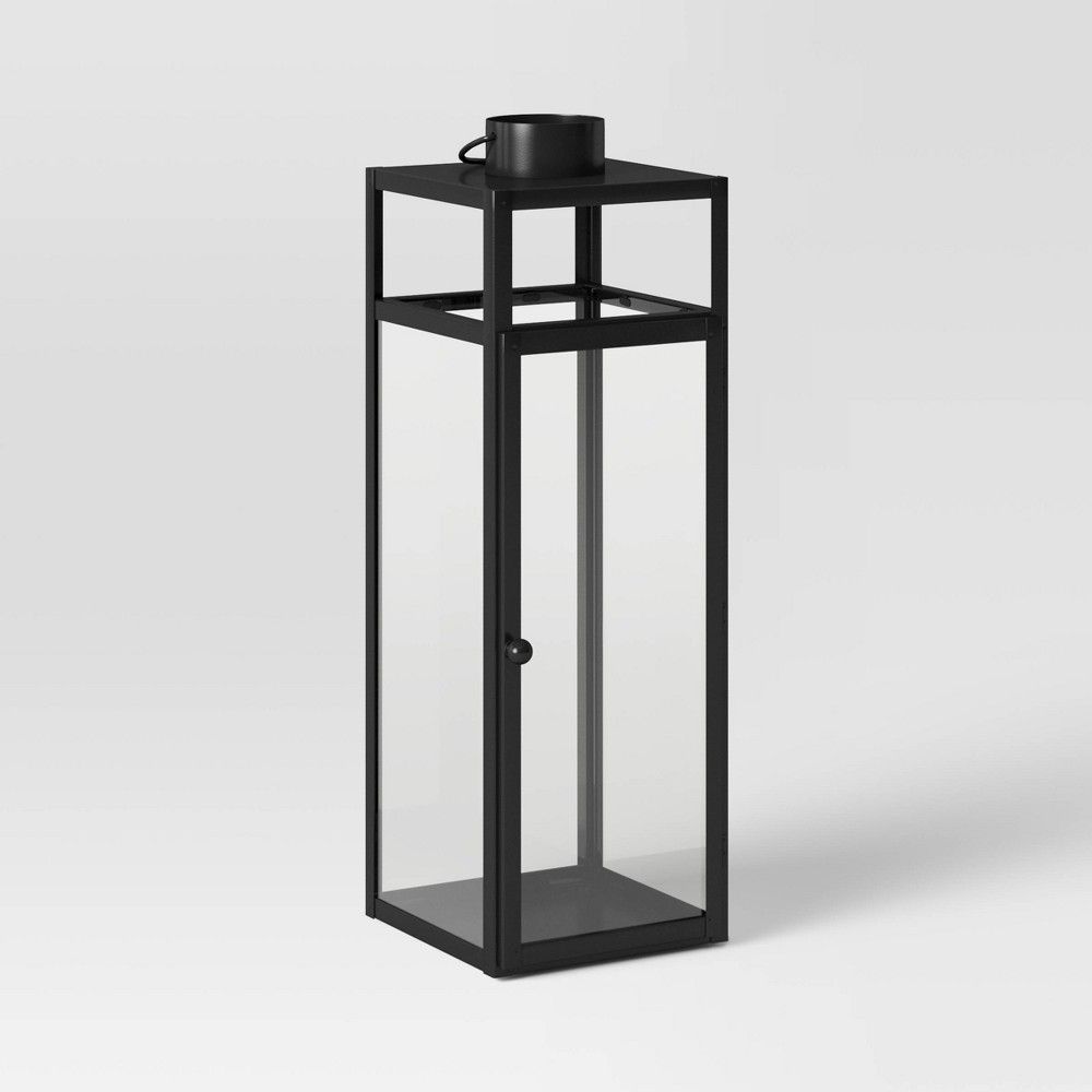 16"" x 7"" Decorative Metal Lantern Candle Holder Matte Black - Threshold | Target