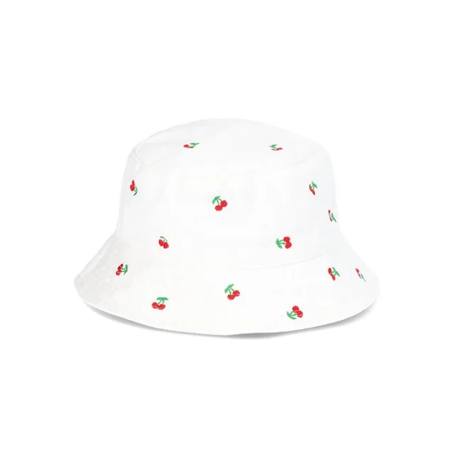 No Boundaries Cherry Bucket Hat, Women’s, One Size, White | Walmart (US)