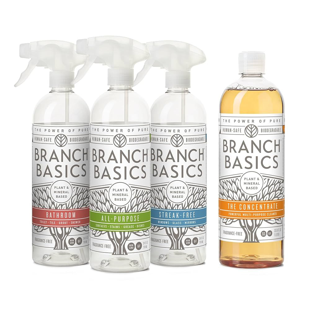 Branch Basics Cleaning Essentials Kit: All Purpose Spray, Glass Cleaner, and Bathroom Cleaner - C... | Amazon (US)