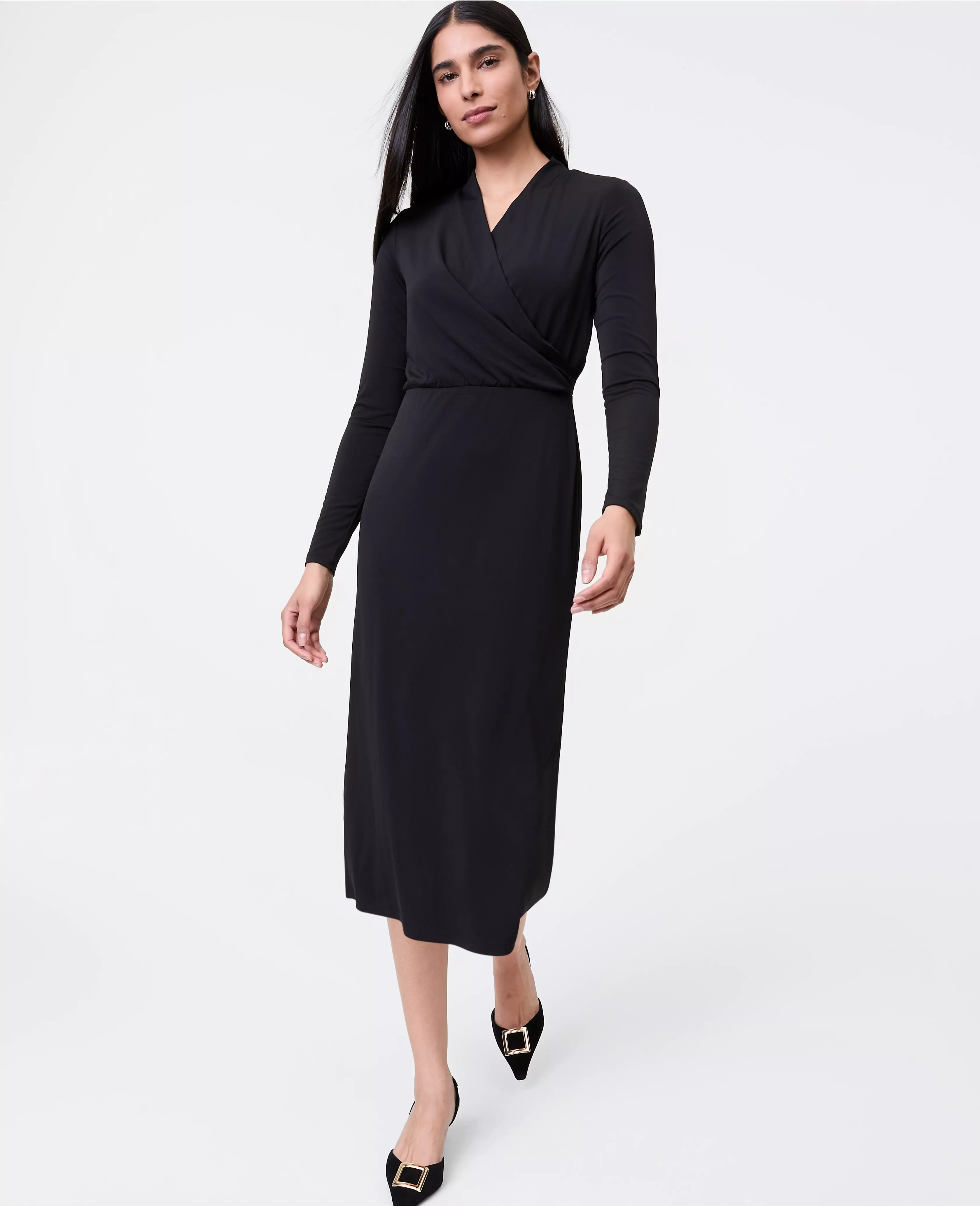 Draped Knit Midi Sheath Dress | Ann Taylor
