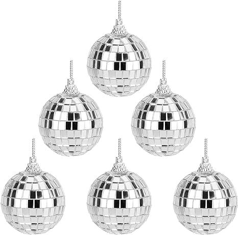 Mirror Disco Balls Set - Silver Disco Party Decoration Bright Reflective Mirror Christmas Balls E... | Amazon (US)