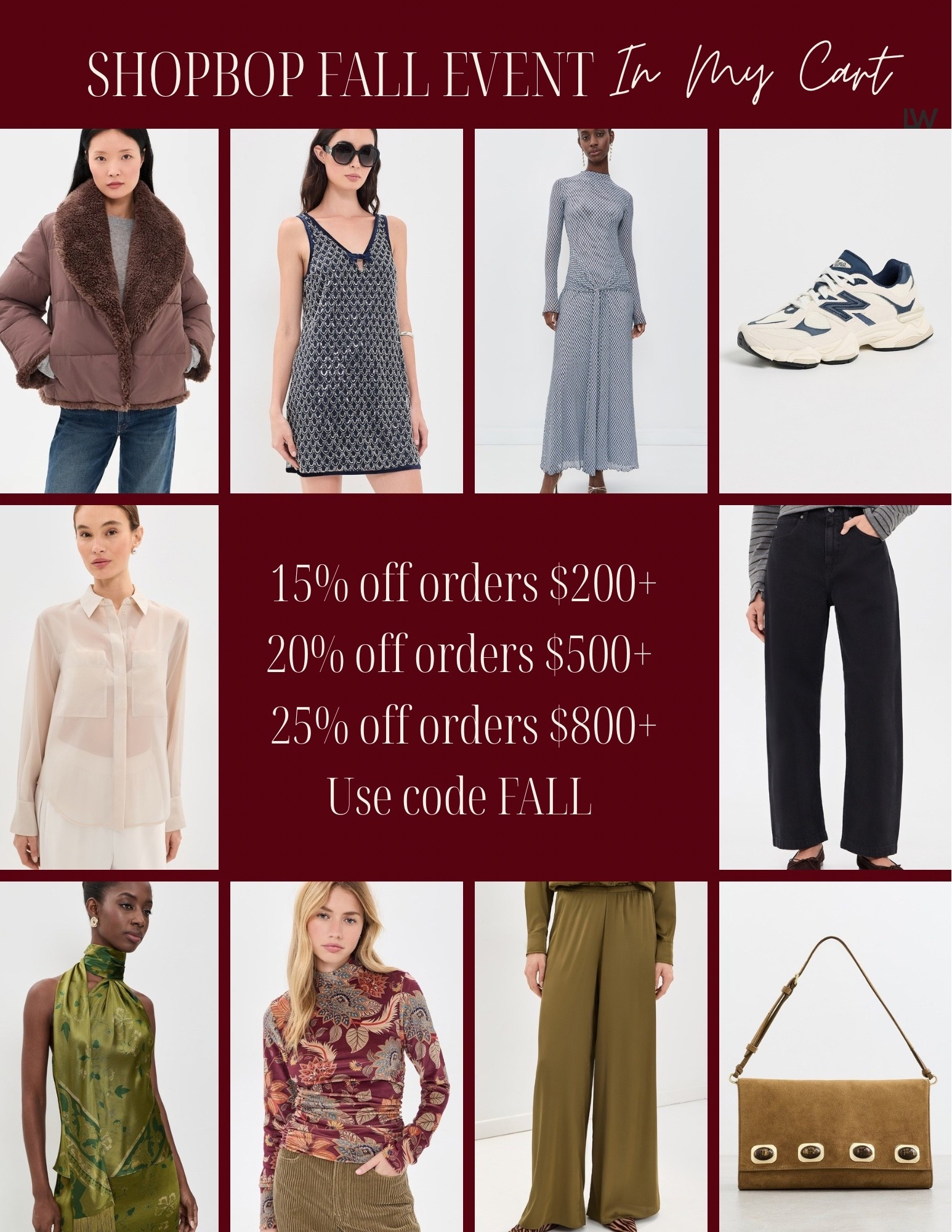Shopbop Fall Event is Here! Here’s what’s in my cart.

15% off orders $200+  
20% off orders $500+   
25% off orders $800+  
Use code FALL