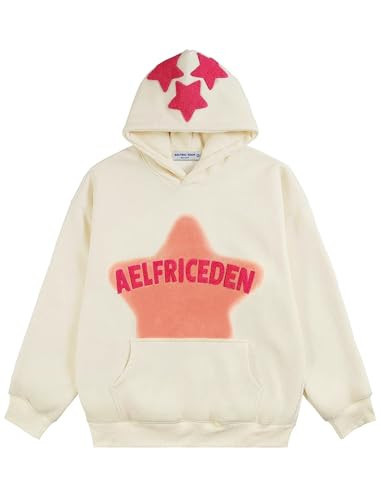 Aelfric Eden Womens Graphic Hoodies Pink Star Print Hoodie Unisex Oversized Hoodies Long Sleeve Pocket Pullover | Amazon (US)