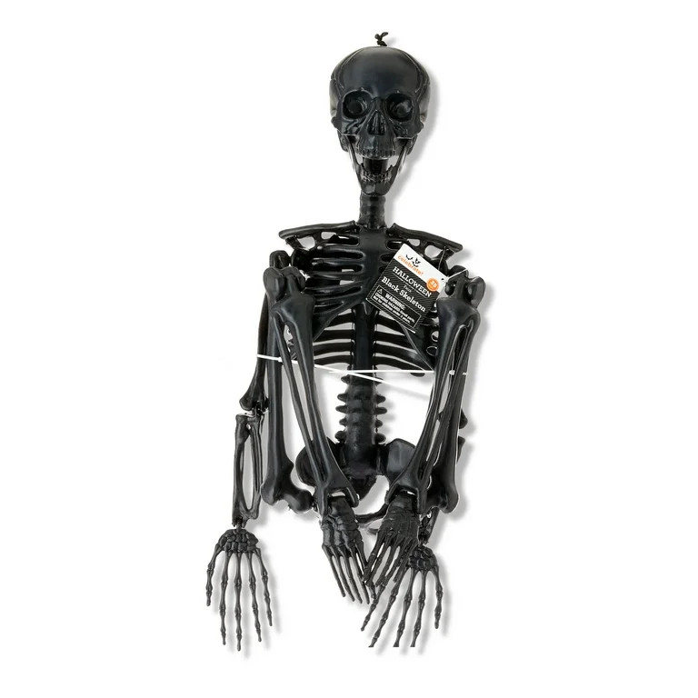 Halloween Black Hanging Skeleton Decoration, 35", by Way To Celebrate - Walmart.com | Walmart (US)