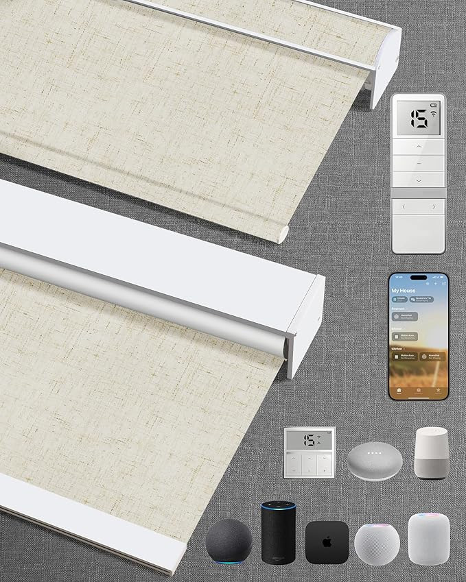 Motorized Blinds with Remote,100% Blackout Motorized Roller Shades Work with Apple Homekit,Alexa,... | Amazon (US)
