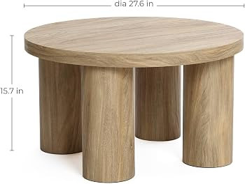 LuxenHome 27.5" Small Round Coffee Table with 4 Pillar Legs | Amazon (US)