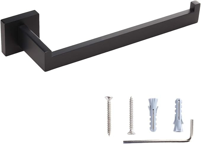 Toprema Hand Towel Holder Matte Black Hand Towel Bar Towel Ring Hanger Stainless Steel Bathroom K... | Amazon (US)