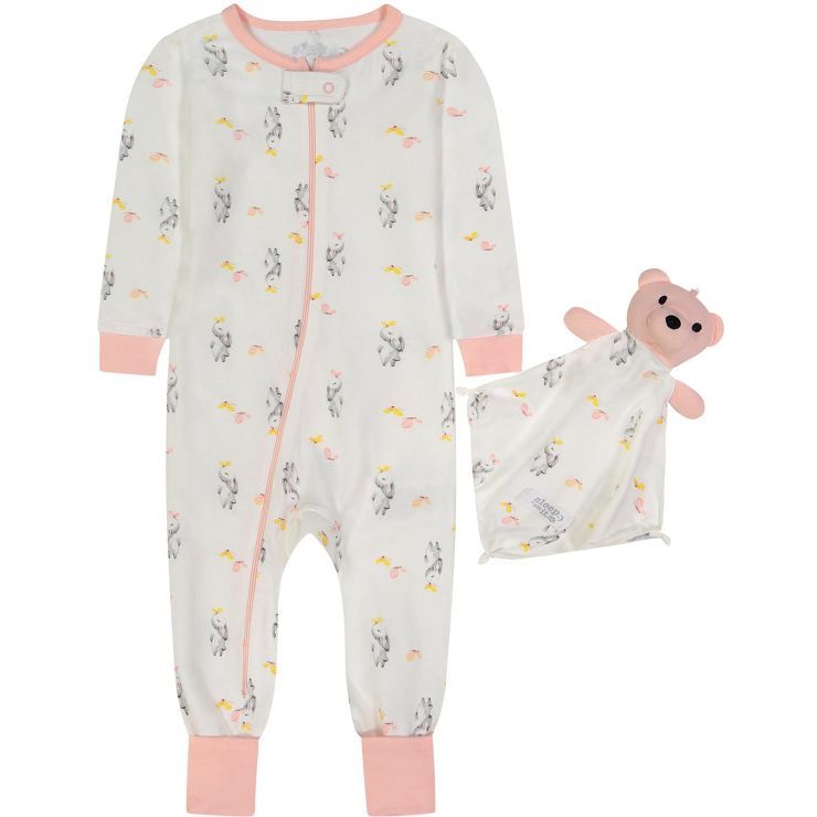 Sleep On It Infant Girls Hopping Bunny Zip-Front Coverall Pajama with Blankey Buddy | Target