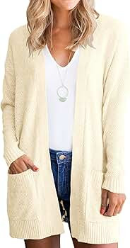 ANRABESS Women's Waffle Knit Batwing Long Sleeve Cardigan Loose Open Front Sweater Coat | Amazon (US)