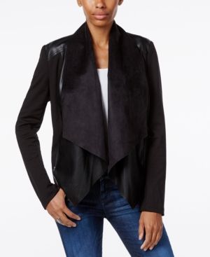 Kut from the Kloth Faux-Leather-Trim Draped Jacket | Macys (US)