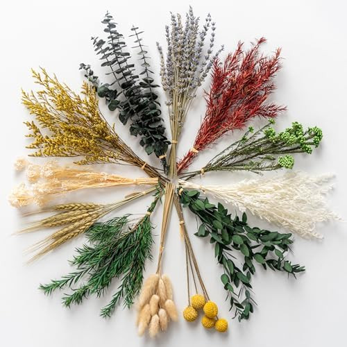 12 Kind Dried Flowers Set - Including Lavender, Eucalyptus, Wheat, Bunny Tails, Handmade for DIY ... | Amazon (US)